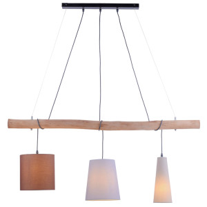 LED Hängeleuchte, Holzbalken, verschiedene Schirme, L 100 cm, DAN