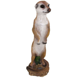 Erdmännchen Dekofigur, Polyresin, braun-weiß, H 34 cm