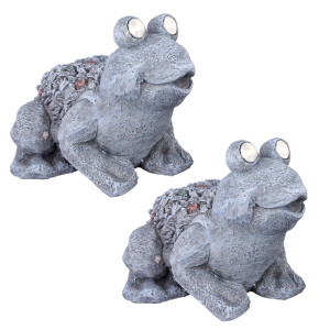 2er Set LED Solarleuchte, Frosch, grau, Höhe 39,5 cm