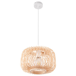RGB LED Hängeleuchte, Bambusgeflecht, Natur-Farbe, 32 cm LUCIA