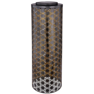 2er Set LED Solarleuchten, Dekor Stanzungen, schwarz-gold, H 50 cm