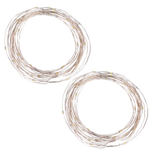2er Set LED Solar Lichterketten, klar, schwarz, L 690 cm