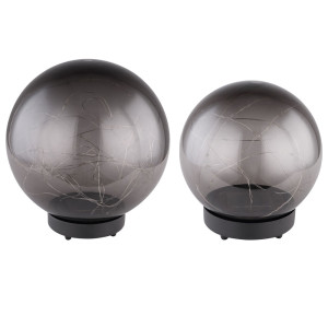 2er Set LED Solarlampen, Erdspieß, Kugel-Design, rauchfarben