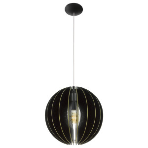 LED Hängeleuchte, Lamellen Design, schwarz-gold, 40 cm