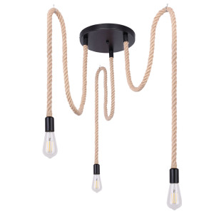 RGB LED Hängeleuchte, Hanfseil, braun, Höhe 150 cm