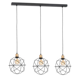 RGB LED Hängeleuchte, Kugel Geflecht, schwarz, L 100 cm, NIZZY