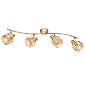 LED Decken Spotleiste, Glaskristalle, Messing, gold, amber, MERO