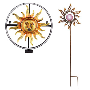 2er Set LED Solarleuchten im Sonnen-Design