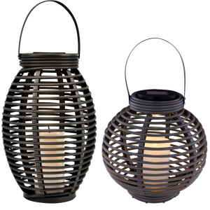 2er Set LED Solarleuchte, Rattan-Geflecht