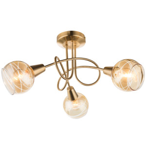 RGB LED Deckenleuchte, Glas, gold, amberfarben, 39 cm