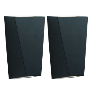 2x LED Wandleuchte, Aluminium, Edelstahl, schwarz, H 21,5 cm