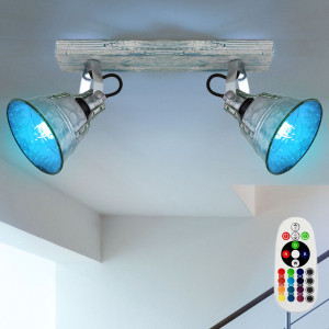 RGB LED Deckenleuchte, Metall, Holz, Spot verstellbar