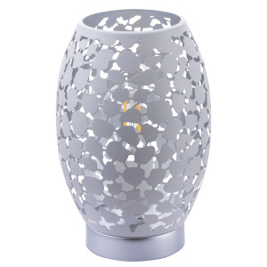 RGB LED Tischleuchte, silber-weiß, Dekor Stanzungen, 15 cm, NARRI