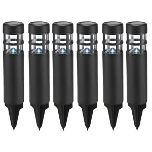 6er Set LED Solarleuchten, schwarz, H 39 cm