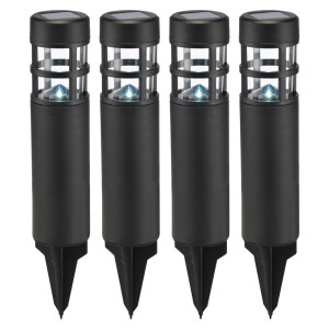 4er Set LED Solarleuchten, schwarz, H 39 cm