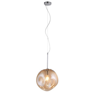 LED Hängelampe, Glas, amber, Beulenoptik, 30 cm