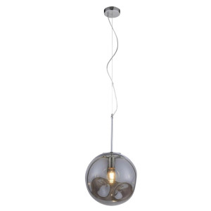 LED Hängelampe, Glaskugel, rauch , Beulenoptik, 30 cm