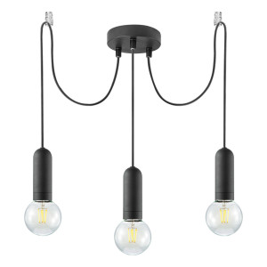 LED Hängeleuchte, schwarz, 3 Pendel, H 120 cm