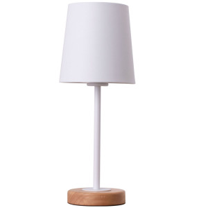 RGB LED Tischlampe, Holz, weiß, H 44,5 cm