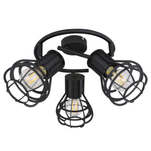LED Deckenleuchte, Metall-Käfig, schwarz, Spots verstellbar, BARCA