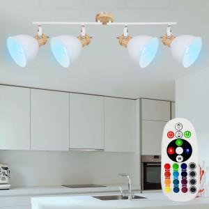 RGB LED Deckenleuchte, weiß,  Holz Optik, Länge 78,5 cm