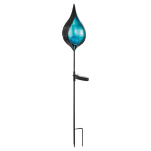 LED Solarleuchte, schwarz blau, Crackleglas H 80 cm