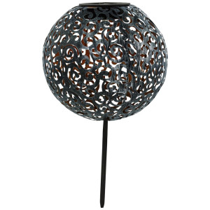 LED Solar Steckleuchte schwarz, silber-patina, 20 cm