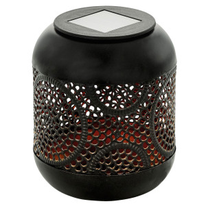 LED Solarleuchte, Stahl, schwarz-kupfer, Dekor Stanzungen, H 13 cm