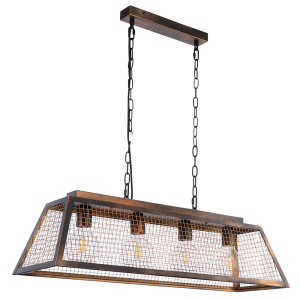 RGB LED Hängeleuchte, Kupfer-Farbe, Gitter, H 126 cm, DOMI
