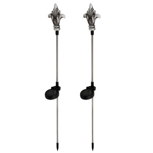 2er Set LED Solarleuchte, Deko Steckleuchte, grau, H 76 cm, MAORI