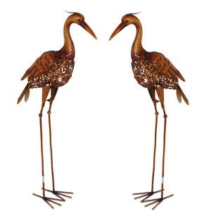 2x Gartenfigur, Kranich, hellbraun, H 76 cm, MAGNUS