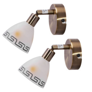 2x Wandlampe, Messing, beweglich, Glasspot