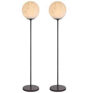 2x LED Solar Stehleuchte, Kugel, Marmor-Optik, weiß, H 160 cm