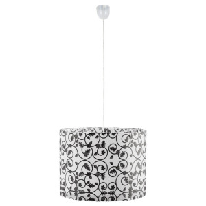 LED Hängelampe, Ornamente, weiß-schwarz, H 129 cm