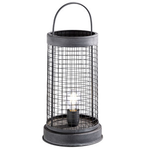 LED Tischleuchte, Gitter-Design, dunkelgrau, H 52 cm