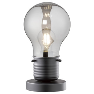 LED Tischleuchte, Glas, klar, schwarz-matt, H 27 cm