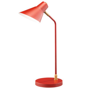 LED Tischleuchte, rot-matt, altmessing, H 55cm