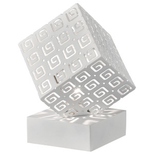 LED Tischleuchte, Dekorstanzungen, sandweiß, H 21,5 cm