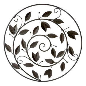 Wanddeko, Laubkreis, schwarz H 66 cm