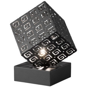 LED Tischleuchte, Dekorstanzungen, sandschwarz, H 21,5 cm