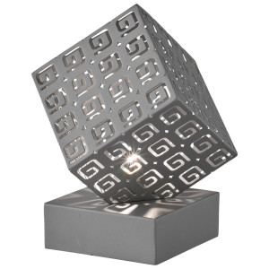 LED Tischleuchte, Dekorstanzungen, sandgrau, H 21,5 cm