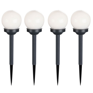 4x LED Solarkugel Stecklampen, weiß