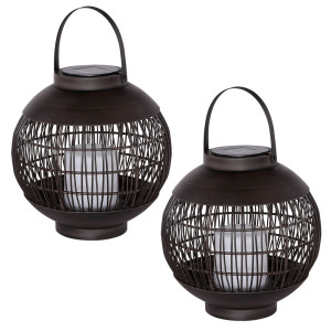 2x LED Solar Kugelleuchte, Feuer-Effekt, aufhängen/hinstellen