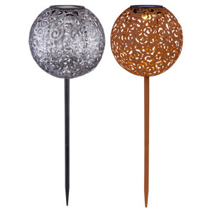 2er Set LED Solarleuchten, Geflecht Design, rost, silber