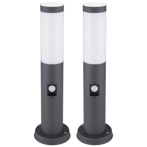 2x Sockelleuchte, Edelstahl, anthrazit, Sensor, H 45 cm