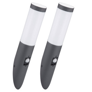 2er Set Wandleuchte, Edelstahl, anthrazit, Sensor, H 41 cm