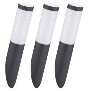 3er Set Wandleuchte, Edelstahl, anthrazit, Sensor, H 41 cm