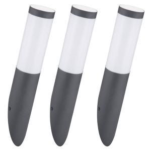 3er Set Fackel-Wandleuchte, Edelstahl anthrazit, H 39 cm