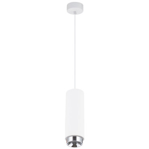 RGB LED Hängeleuchte, Gips, Chromring, weiß, 9 cm