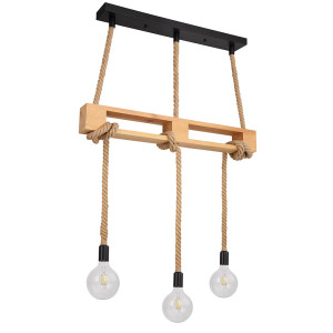 RGB LED Holz Hängeleuchte, Hanfseil, App- und Sprachsteuerung